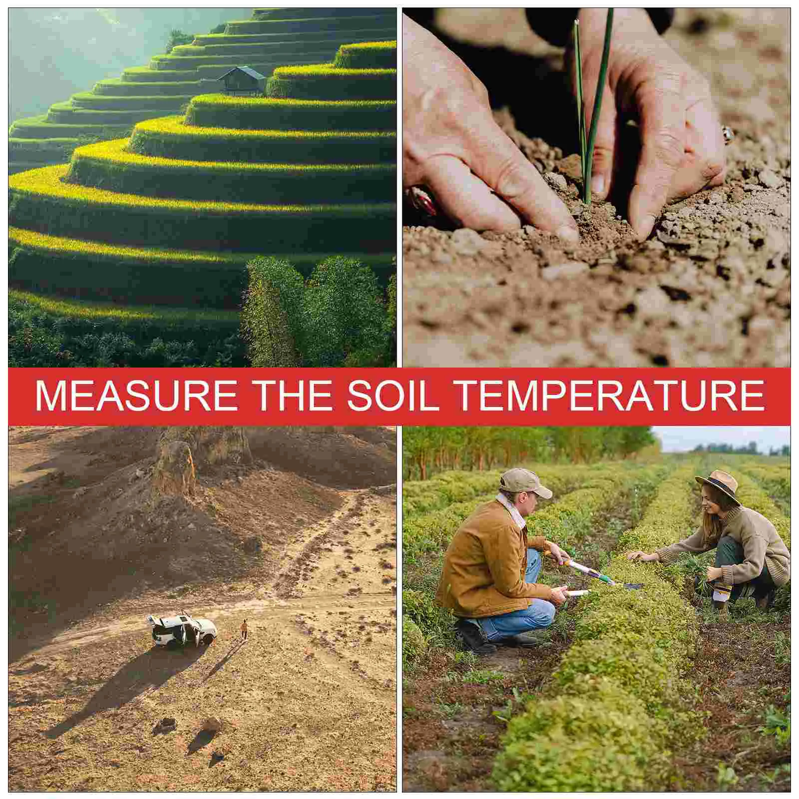 Soil Thermometer Temperature Measuring Tool Hygrometer Farm Gardening Stainless Steel Agriculture