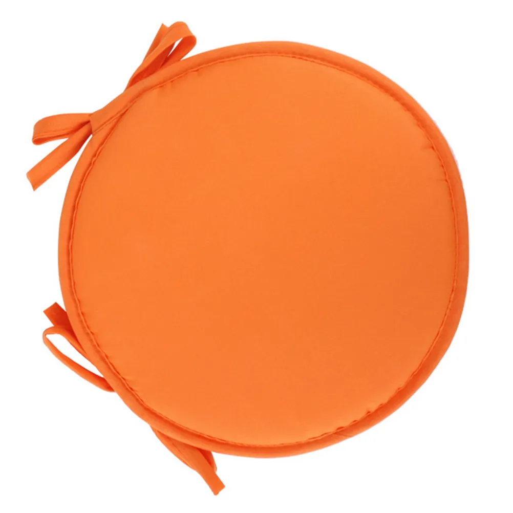 1Pcs Round Shape Seat Cushion Thick Sponge Pad for Chair Sofa Bed Car Home Office Dining Room Strap Design Orange Diameter 38Cm