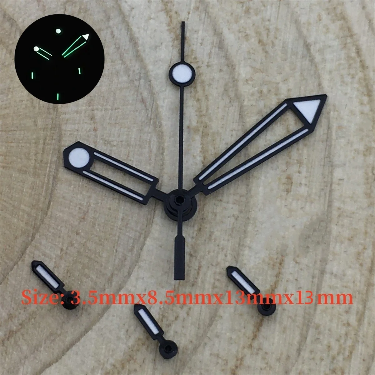 Timing Second Watch Hands, C3 Luminous, 6PCS Hands Set, Compatible with VK63 Quartz Movement Watch Modification Parts