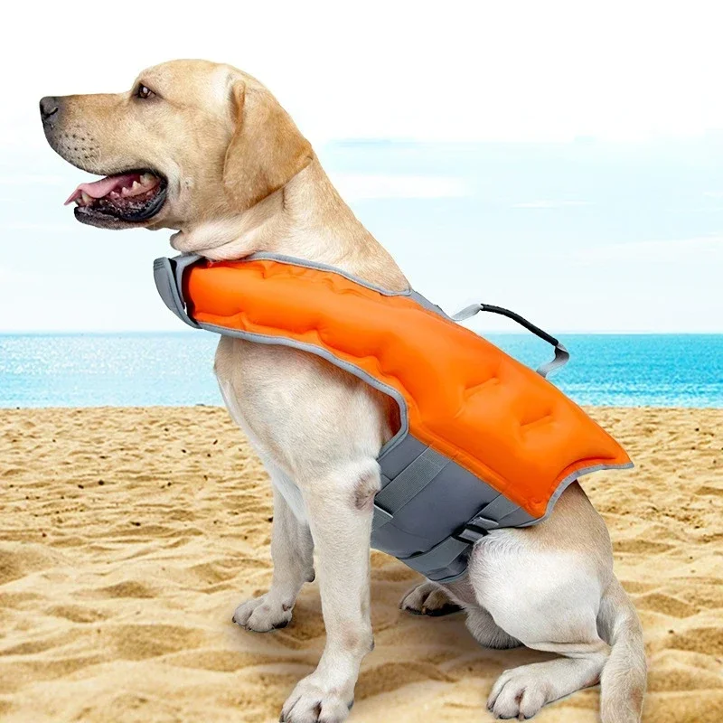 Dog Inflatable Swimming Suit Life Jacket Dog Vest  Pet Supplies Easy To Carry Inflator