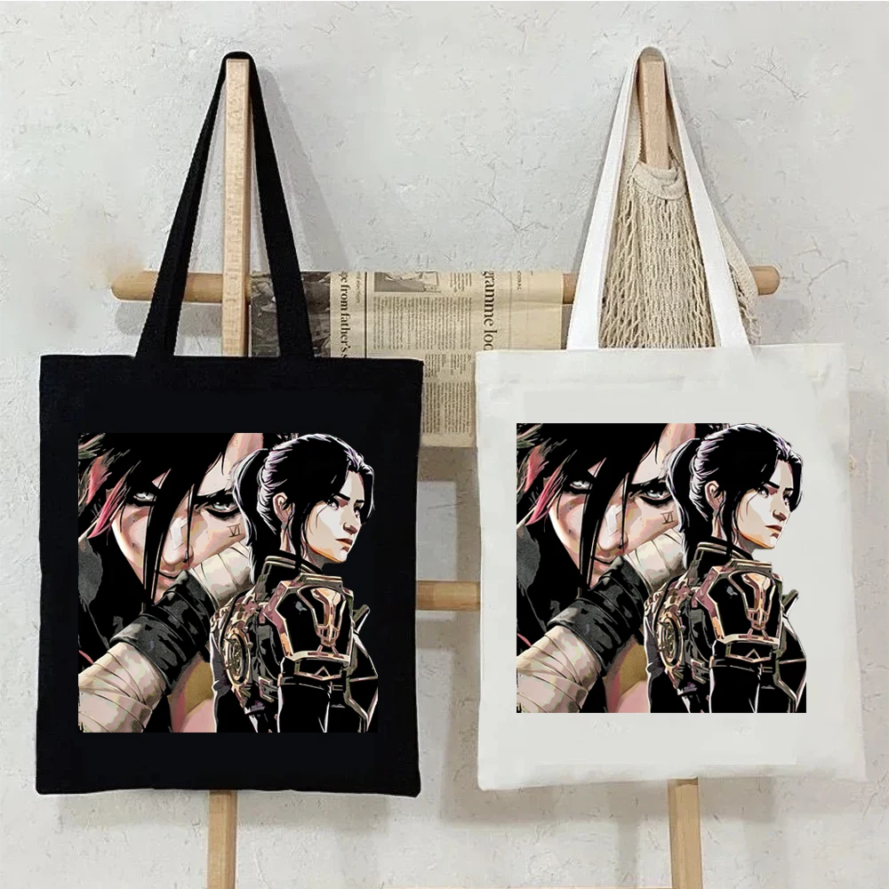 Arcane-Vi Print Graphic Tote Bag Women Men Canvas Handbags Fashion Teen Handbags