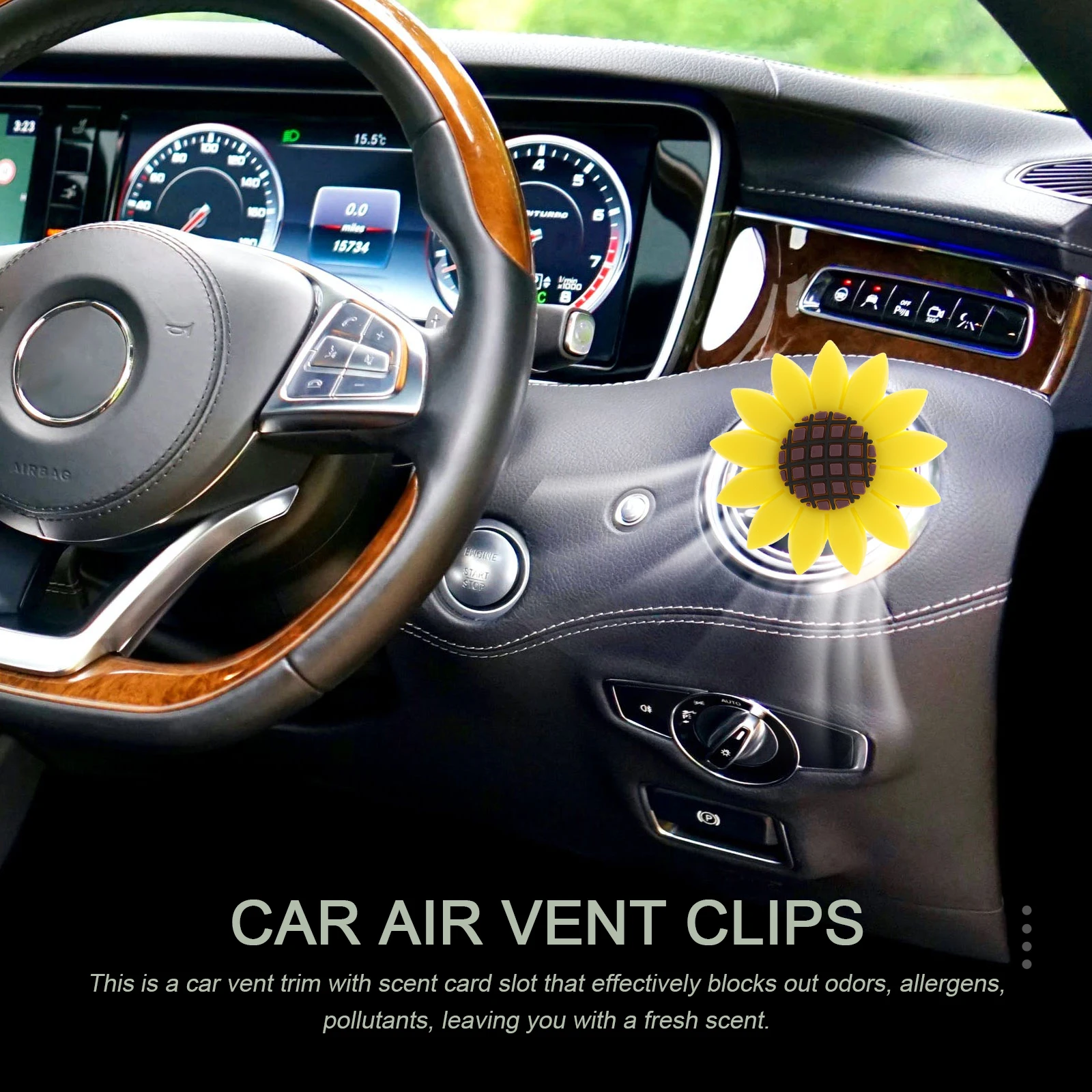 

4pcs Car Vent Clips Rubber Durable Dashboard Decorations Air Fresheners Scent Card Slot Sunflower Ornaments Aromatherapy
