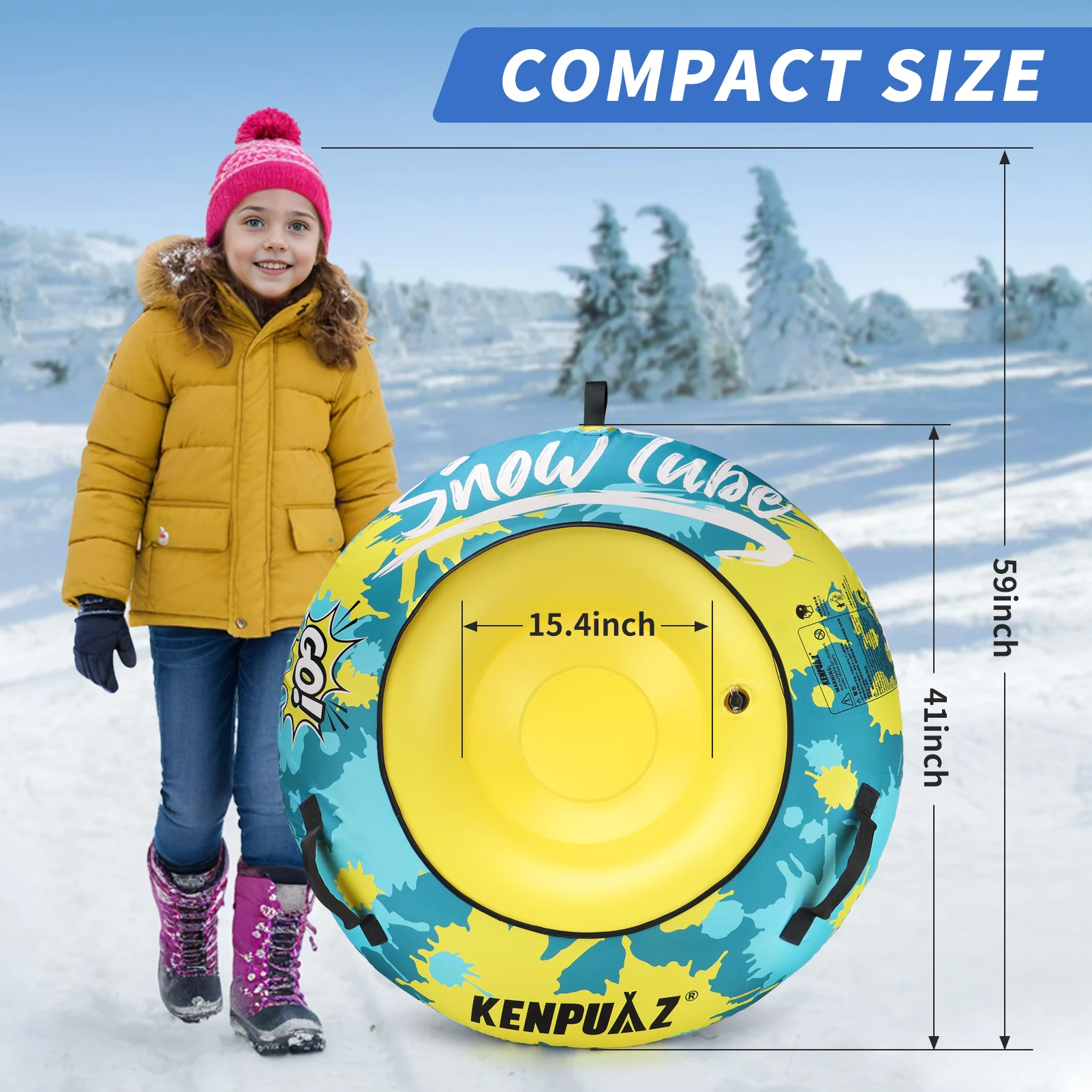 Kenpuaz الأزرق والأحمر نفخ سلامة أنبوب الثلج الدائري الشتاء مقاوم للماء رشاقته بولي كلوريد الفينيل أكسفورد غطاء من القماش مقبض القطن اللؤلؤ