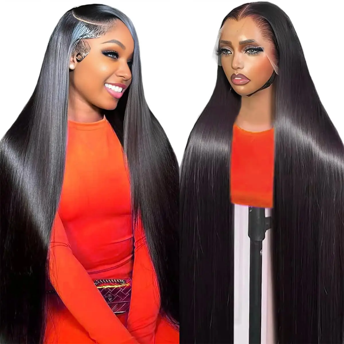 

13X6 Hd Lace Frontal Wigs 40 46 Inch 13X4 Brazilian Pre Plucked Front Black Wig For Women 200 Density Straight Human Hair Wigs