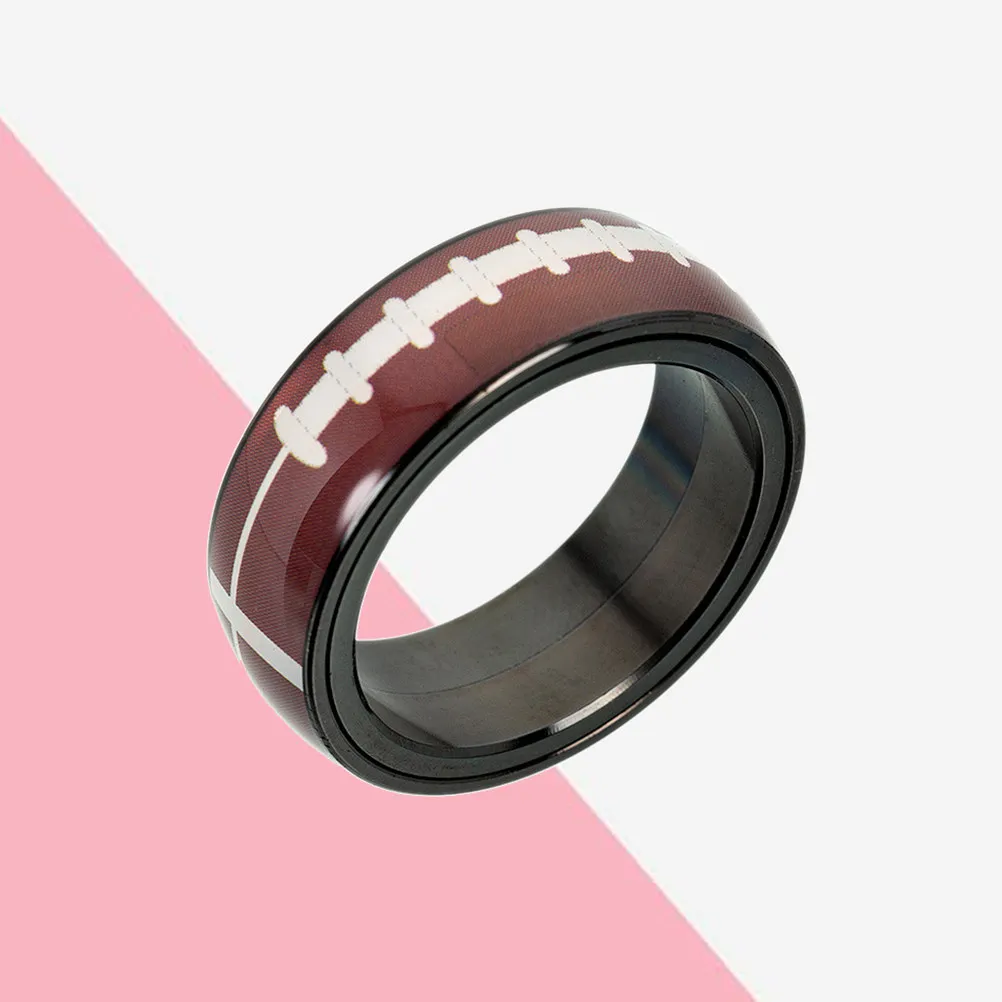 Rugby Ring Titanium Steel Size Selectable Polished Comfort Fit Men Women Couple Matching Promise Engagement Gift