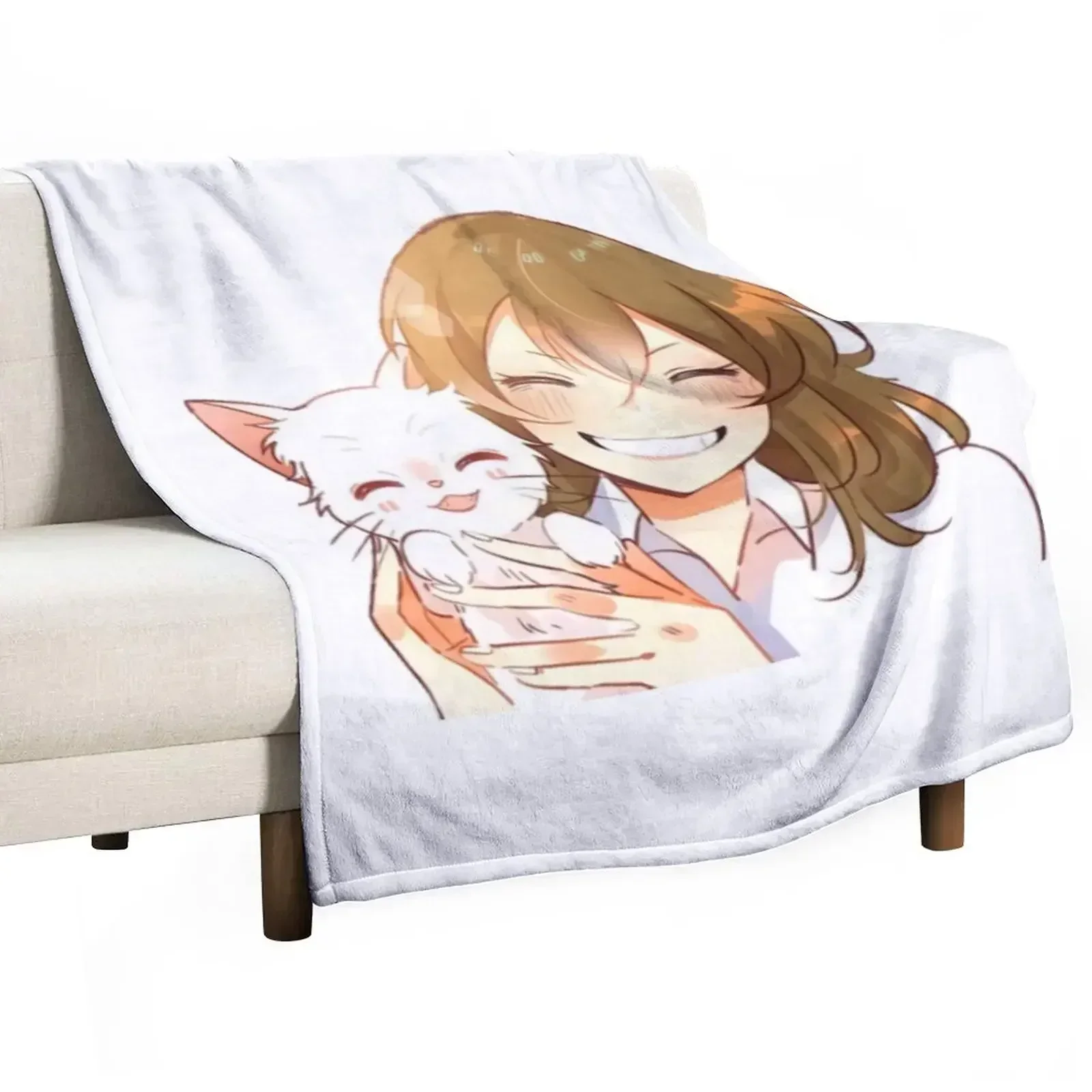 A whisker away - smiling Sasaki & Taro Throw Blanket Loose Personalized Gift Decorative Sofas Blankets