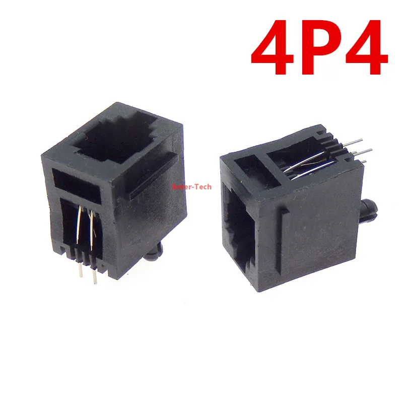 10PCS RJ11 telephone FEMALE SOCKET 180 degrees Vertical 8P8C 6P6C 4P4C female jack pcb connector