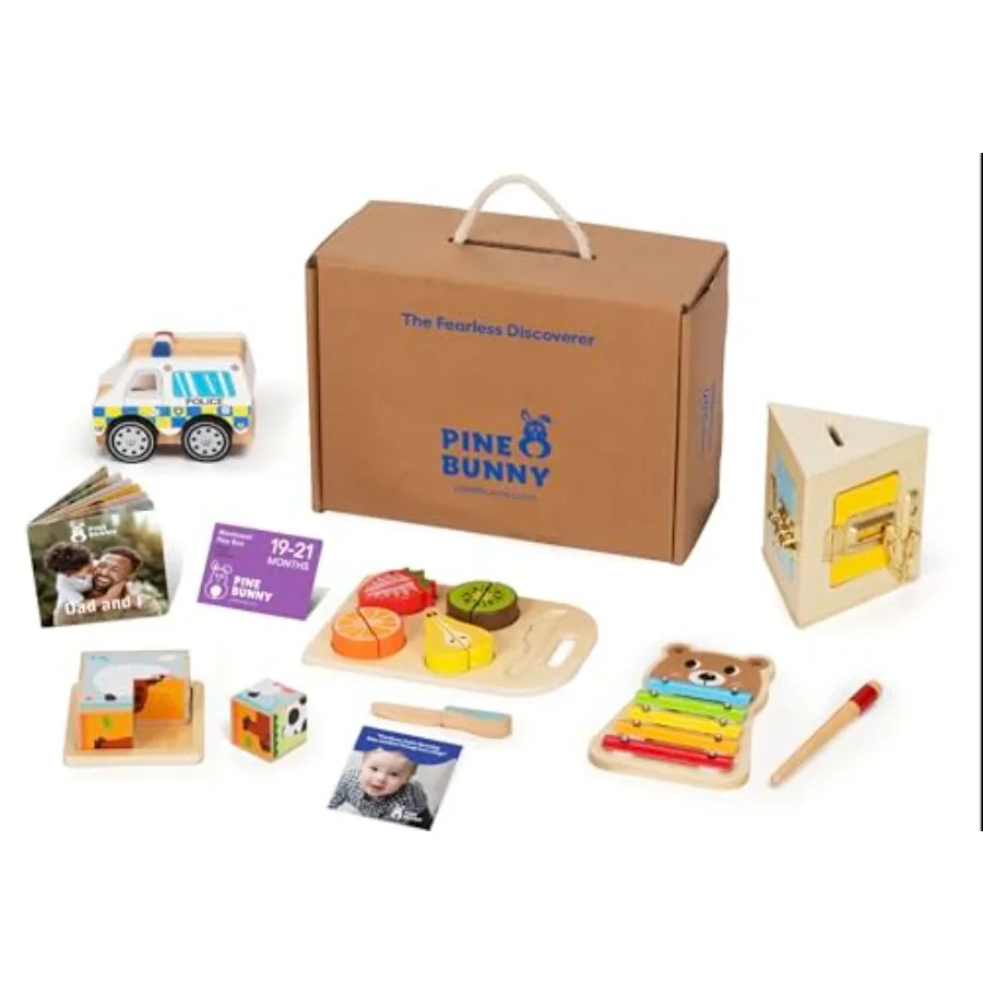 

Деревянный развивающий набор Монтессори Pine Bunny 10-в-1 для детей от 19 месяцев: полицейская машина, треугольный замок-головоломка, игра с нарезкой фруктов, фермерский куб-головоломка, медведь