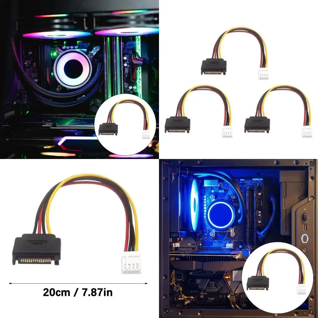 

96GE 15Pin 15Pin Male to 4Pin Female Extension Power Cable Motherboard Computer HDD