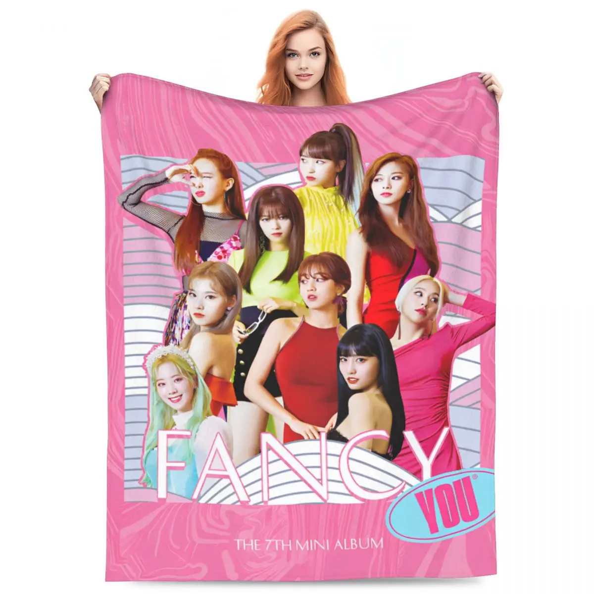 K-POP-TWICE Idol Pattern Blanket Coral Fleece Plush Autumn/Winter Breathable Ultra-Soft Throw Blankets for Bed Plush Thin Quilt