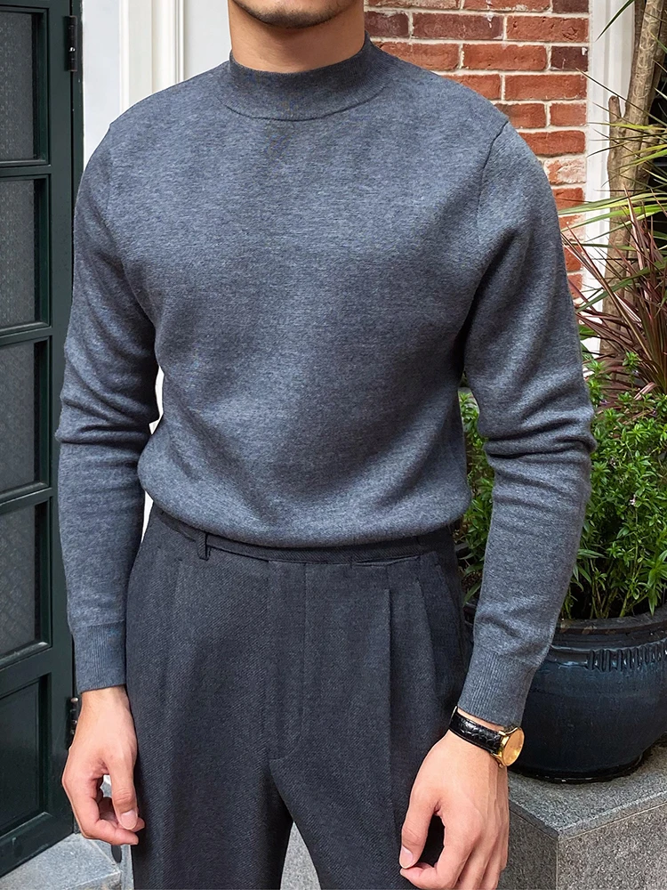 

Mr. Deer Tee Winter Knitted Sweater High Ne Warm Casual Sle Pure Color Versatile Slim Fit Base Layer irt for Men