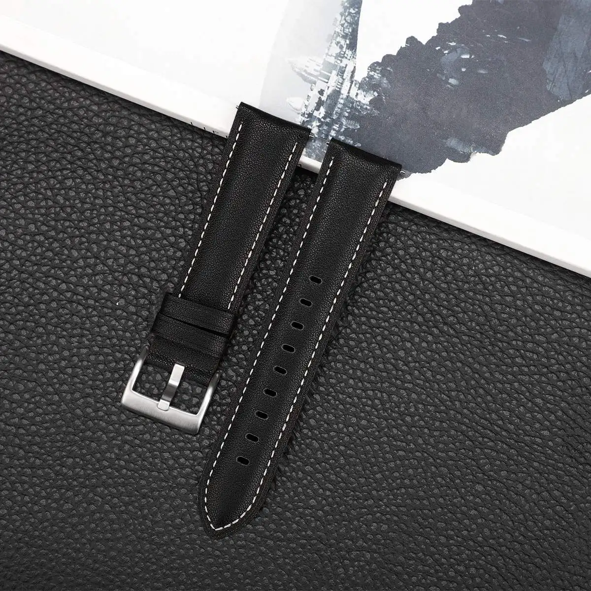 Compatible replacement strap for Galaxy Watch 3, 45mm smart watch strap brown/black