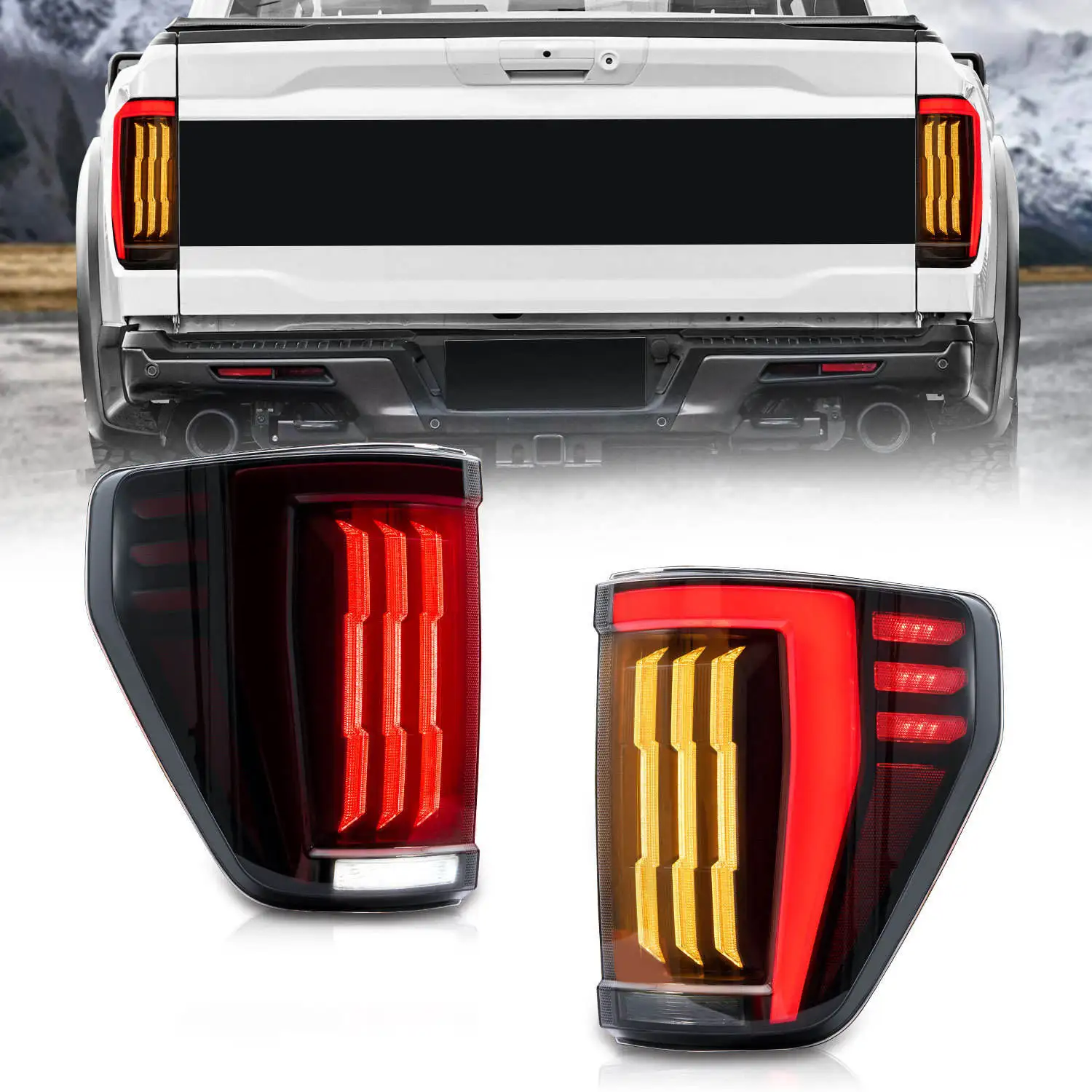LED Tail Lights for Ford F150 F-150 XL STX 2021 2022 2023 Start-up Animation Sequential Turn Signal.Halogan Model On
