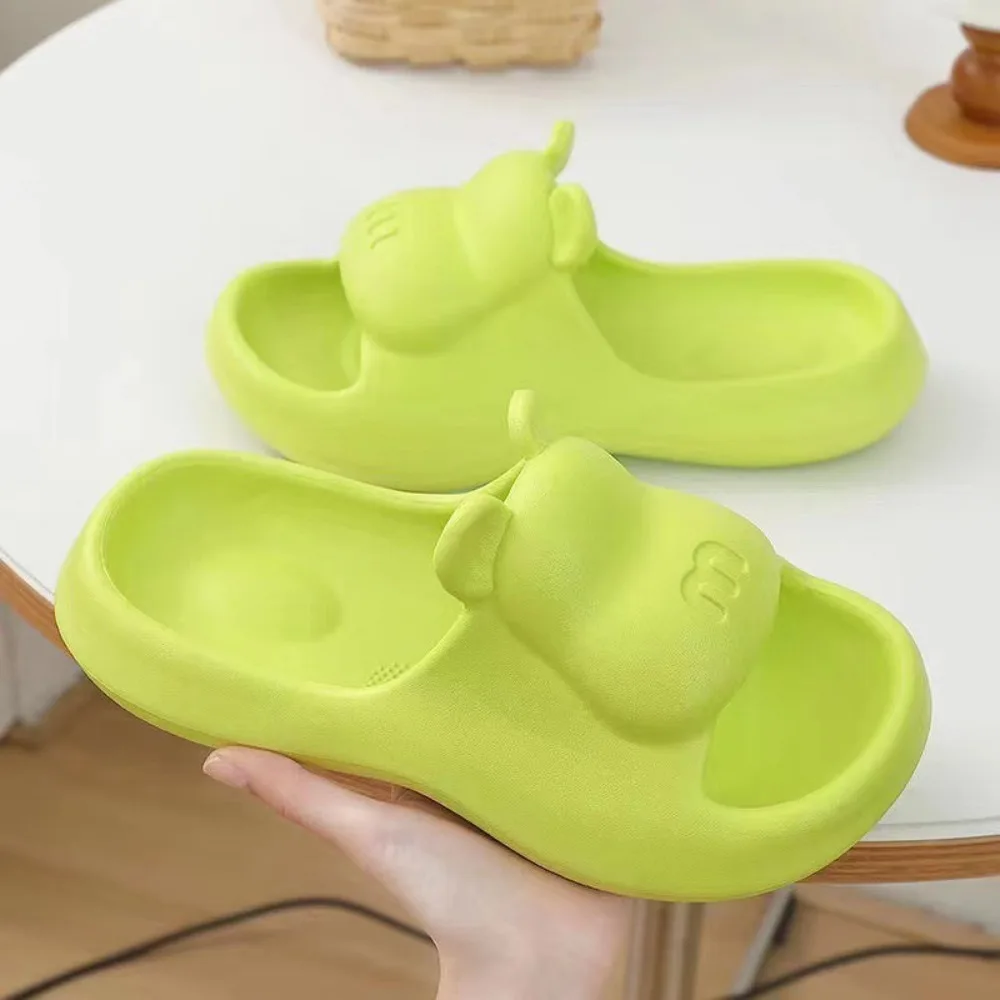 

Милые женские шлепанцы-мишки для лета, плоские тапочки из ЭВА с 3D-ушками, нескользящие сандалии для ванной для пар