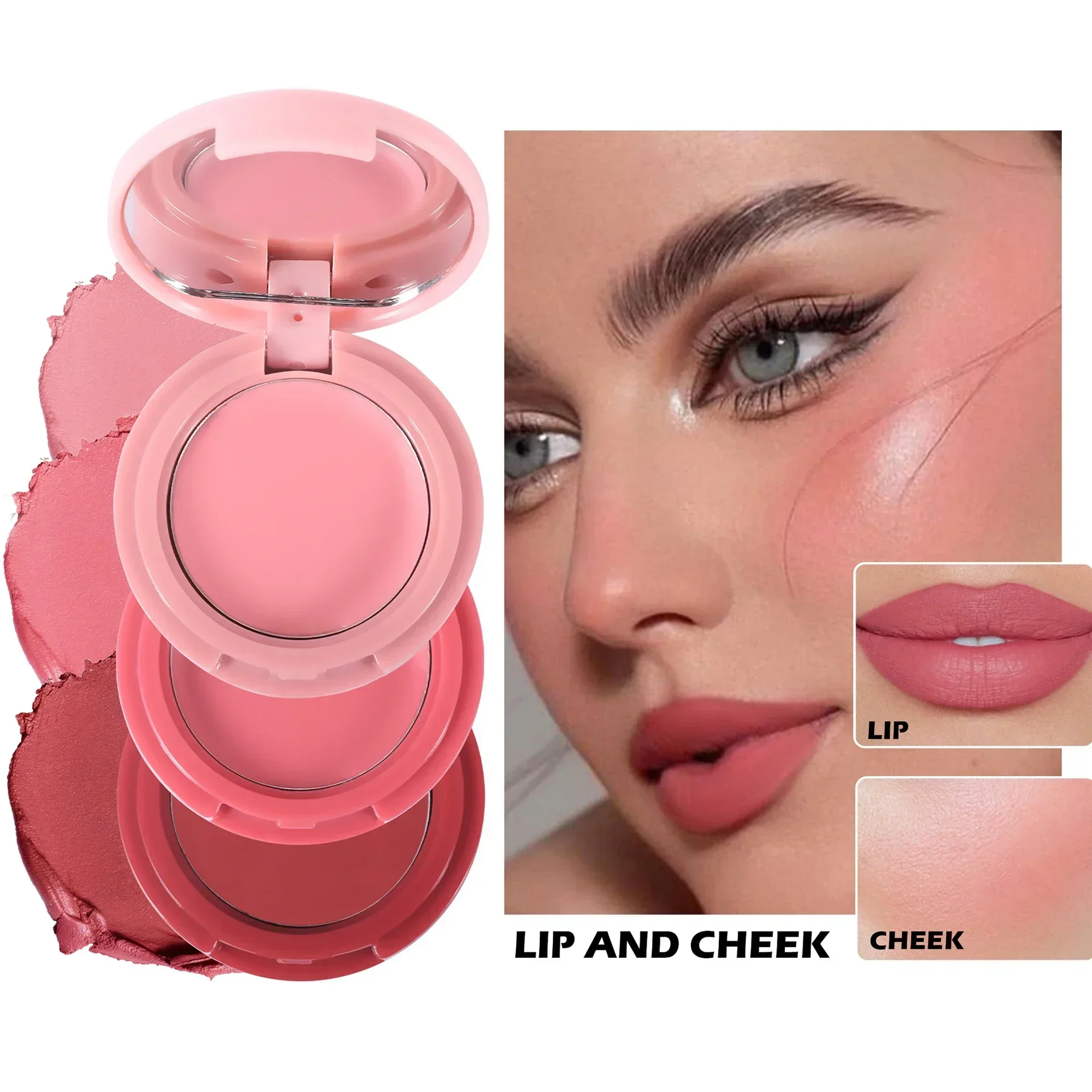 Natural Matte Blush maquiagem impermeável, aveludado rosto liso blush, lábio creme bochecha blush, vermelho