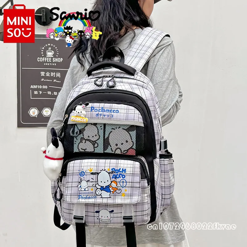 Sacola escolar estudante Sanrio para meninas, mochila de desenho animado feminino, versátil, grande capacidade, alta qualidade, elegante, nova, 2024