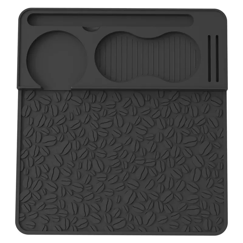 AB46-Professional Espresso Tamping Pad Mat, Silicone Mat With Tool Slots, Heat Resistant Espresso Preparation Station Specialist