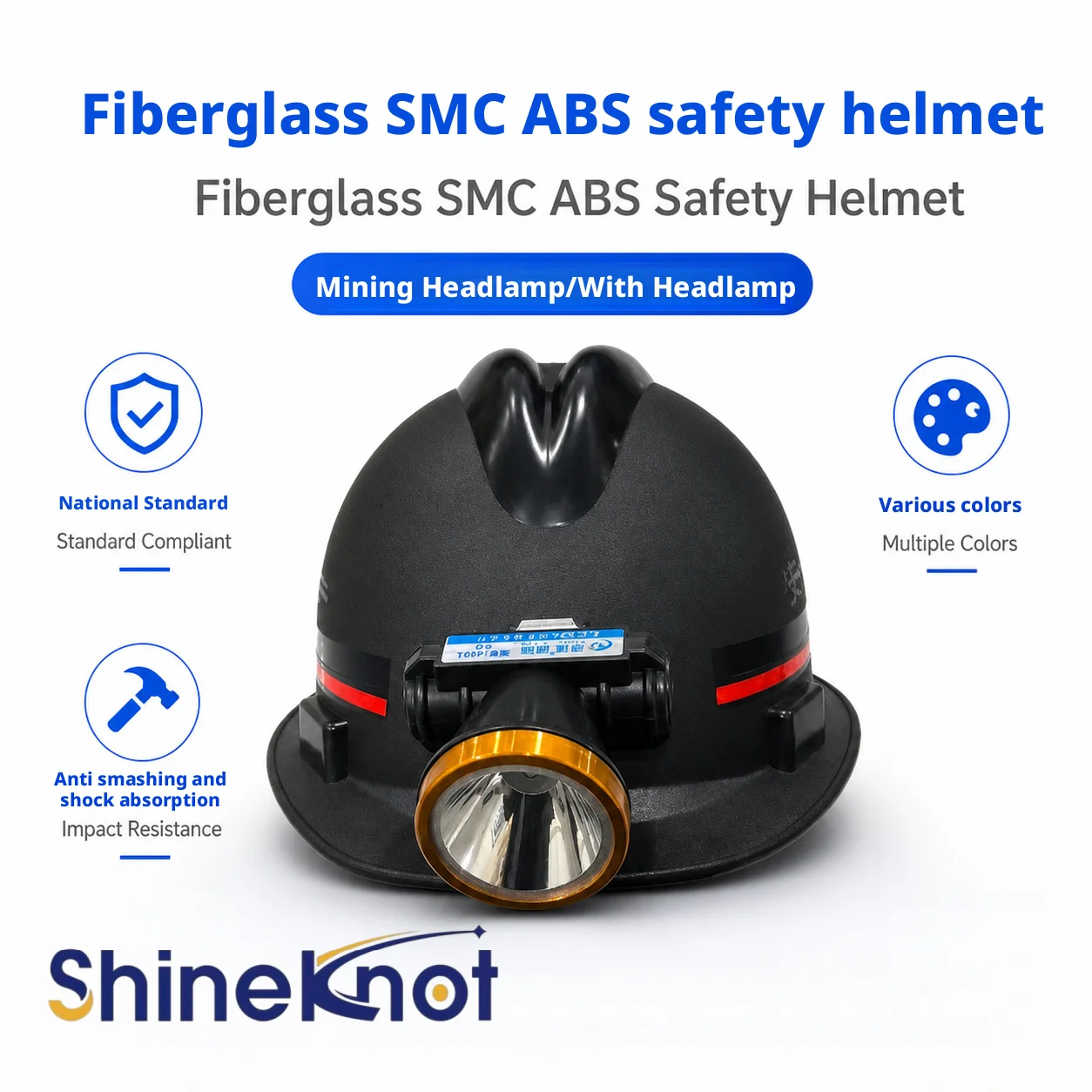 SHINEKNOT Construction Site Safety Helmet Fiberglass Mining Lamp Thickened And Capable Of Carrying Lamp For Mine Operations