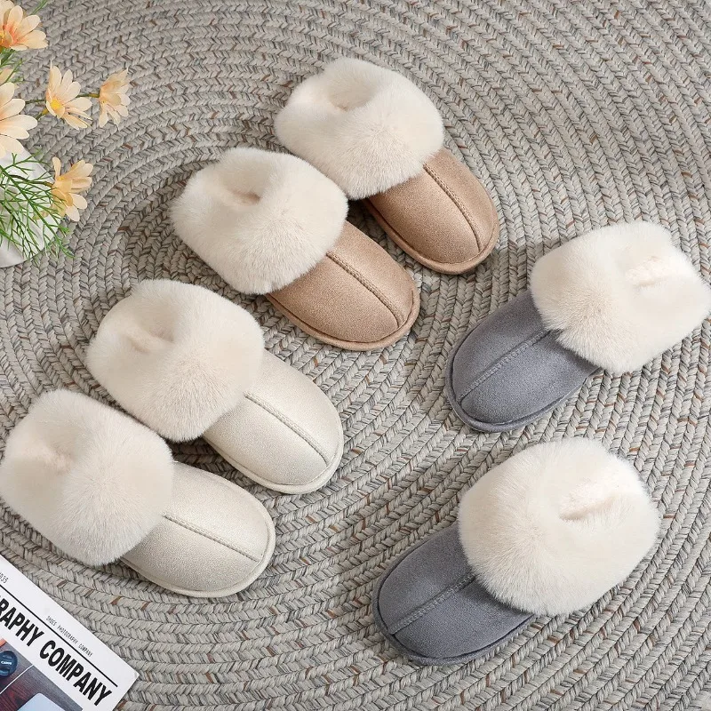 

Retro Suede Fleece Slippers for Couples, Home Fashion Fleece Slippers for Men, Winter Fleece Warm Cotton Slippers for Women 2025