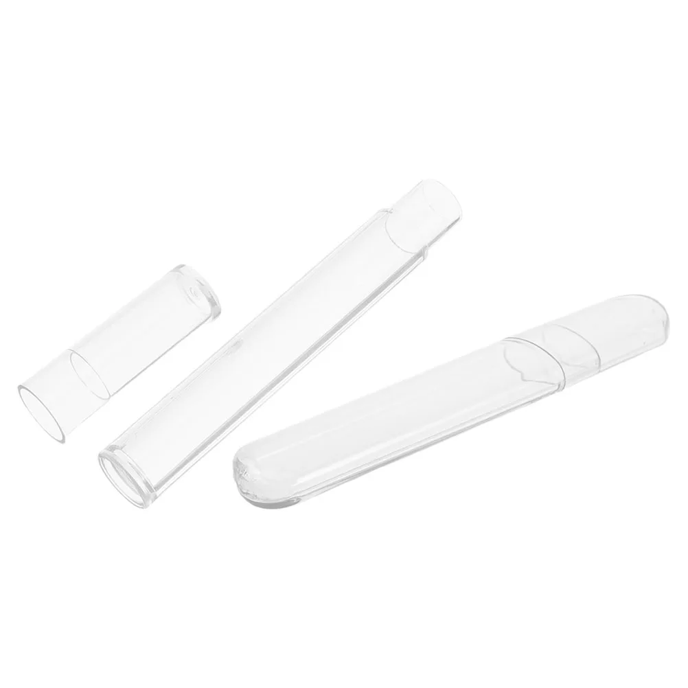 2개 메이크업 브러쉬 보관 용기 투명 원형 튜브 클리어 플라스틱 핀셋 홀더 속눈썹 컬러 오거나이저 여행용 보관함