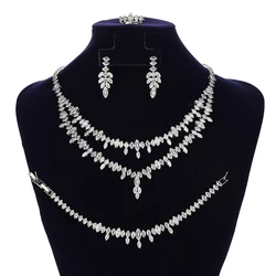 Jewelry Sets HADIYANA Pretty Water Drop Shape of Women Luxury Silver Color of Cubic Zircon Luxury BN9247 Wedding Party Gifts
