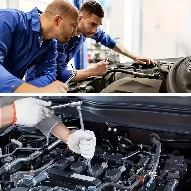 46-teiliger Steckschlüsselsatz mit Ratsche, Verlängerungen und Aufbewahrungskoffer - Chrom-Vanadium-Stahl für Autoreparatur und Heimgebrauch – Detail 6