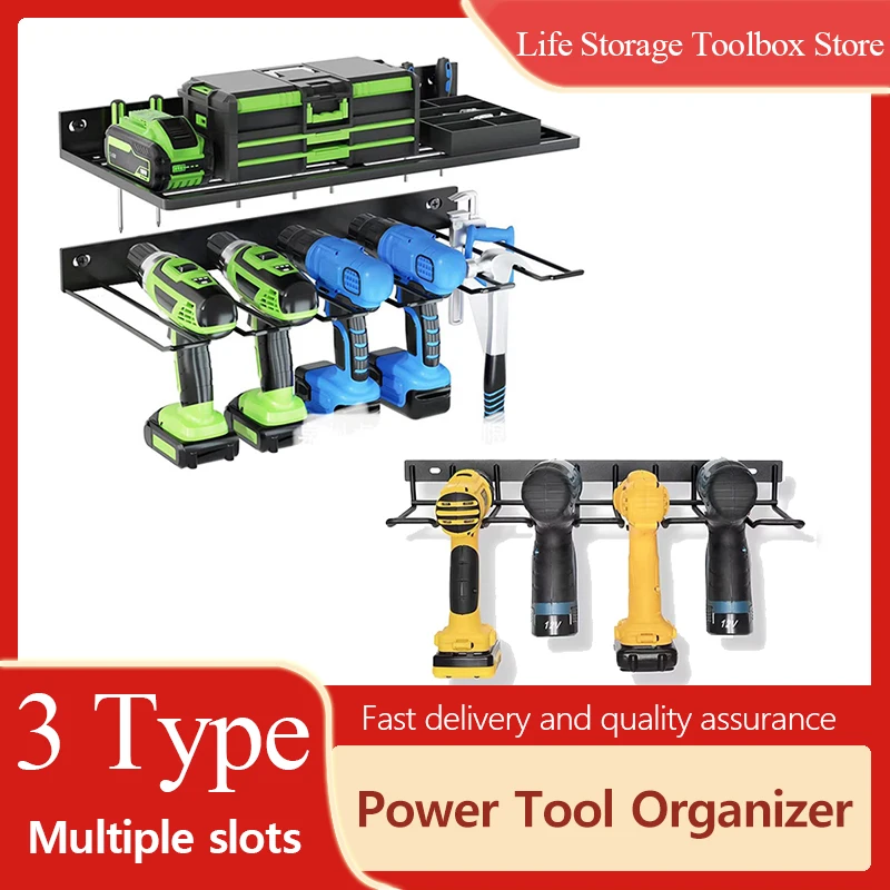 

Настенный органайзер для электроинструментов, большой держатель для тяжелых дрелей, 2-уровневый органайзер для гаражных инструментов и хранение, для инструментов, мастерской