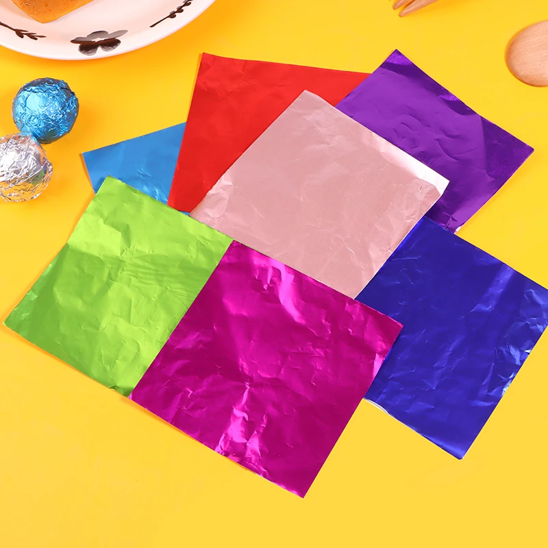 100 Uds. Envoltura de papel de aluminio, papel de Chocolate para boda, hojas de papel para envolver dulces, papel de embalaje de dulces para fiesta de boda