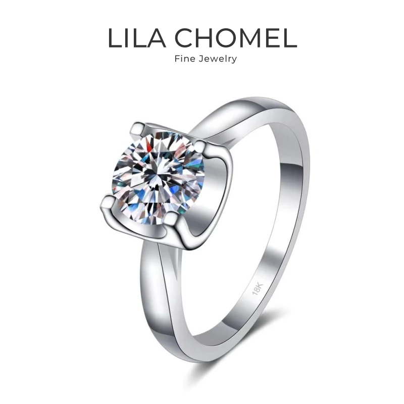 

Lady Engagement Rings 18K White Gold Women Wedding Band VVS D Color 0.5/1CT Moissanite Diamond Girl PT950 Platinum Birthday Gift