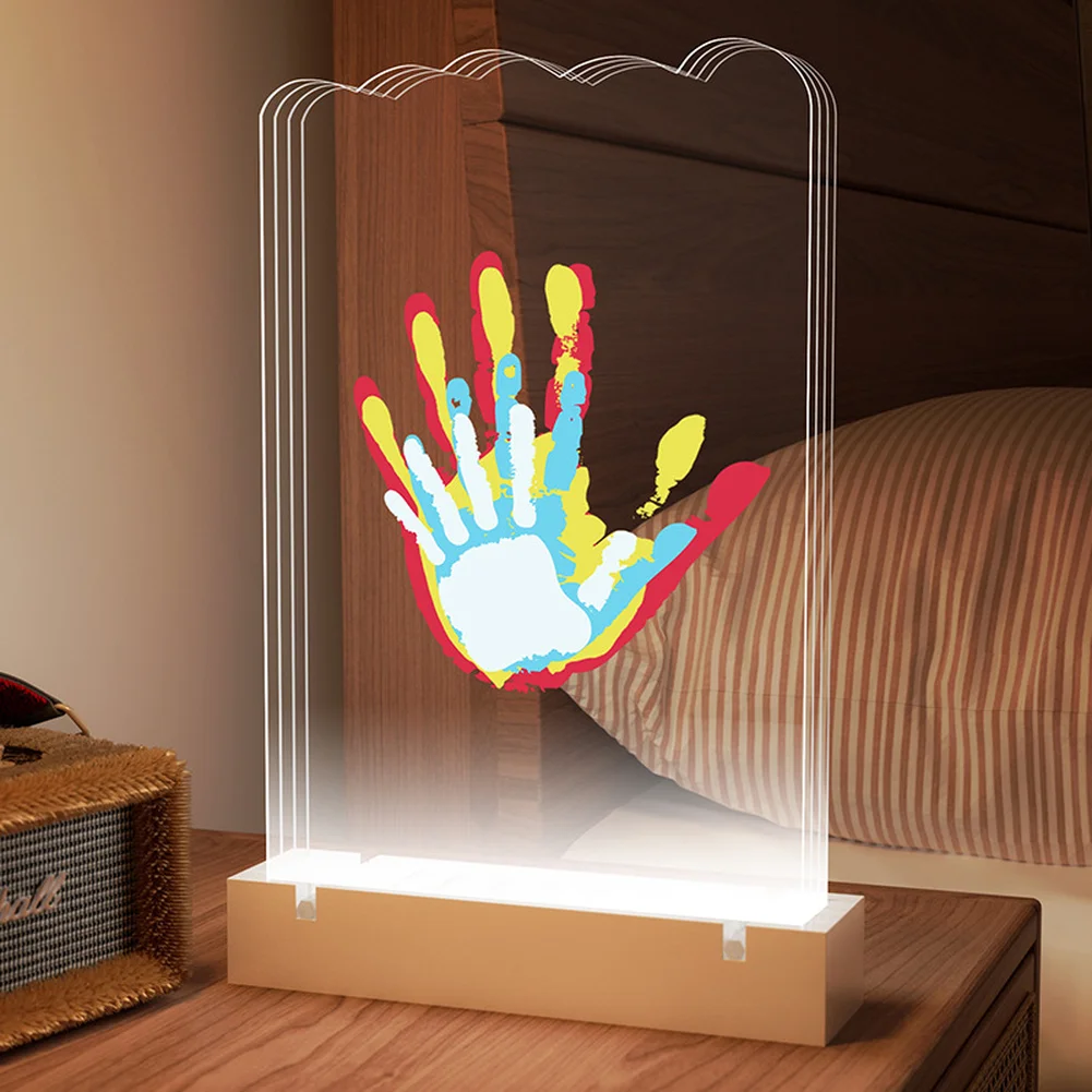 Handprint Craft Kit with Night Light Function for Family DIY Activity Using Safe Paints 31/20cm Transparent Design