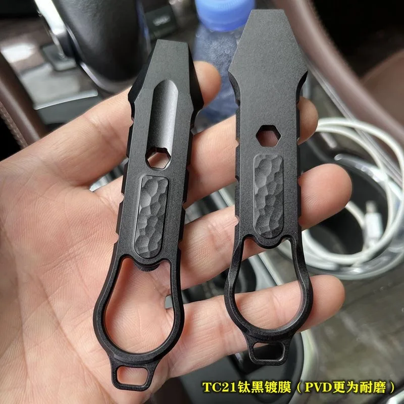Titanium Alloy Multifuncional Edc Crowbar Abridor de Garrafas Bit Hexagonal Lanyard Included Outdoor Pocket Tools 110 mm Tc21