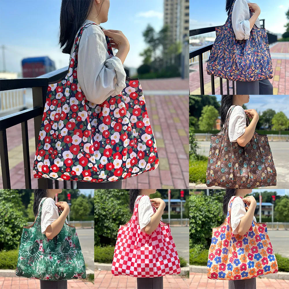 Foldable Shopping Bag Eco-friendly Waterproof Handbag Pouch Takeaway Bag Grocery Bag Eco Bag Practical Travel Home Supplies