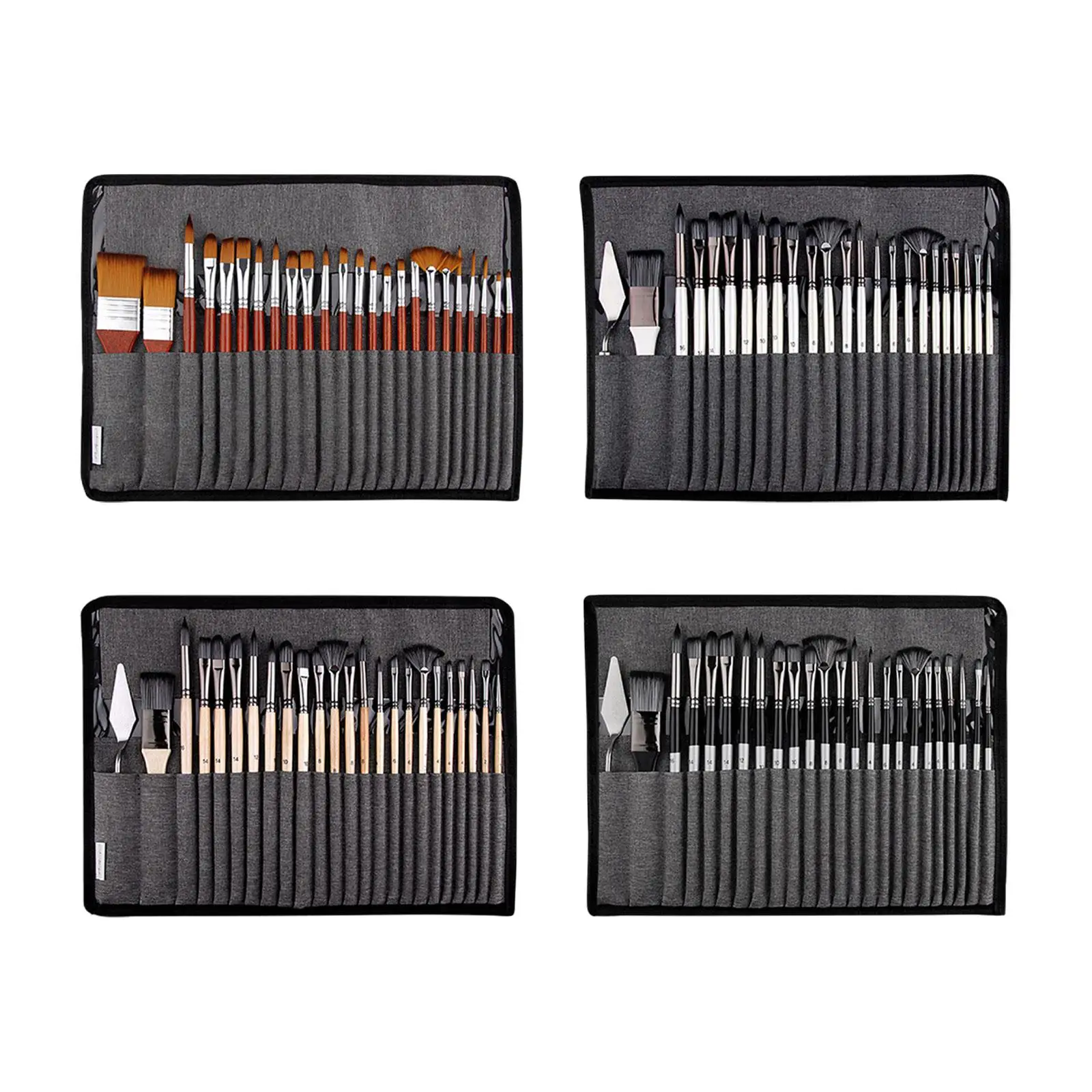 25 Pieces Paint Brush Set Painting Brushes Nylon Hair Easy Cleaning, Watercolor,