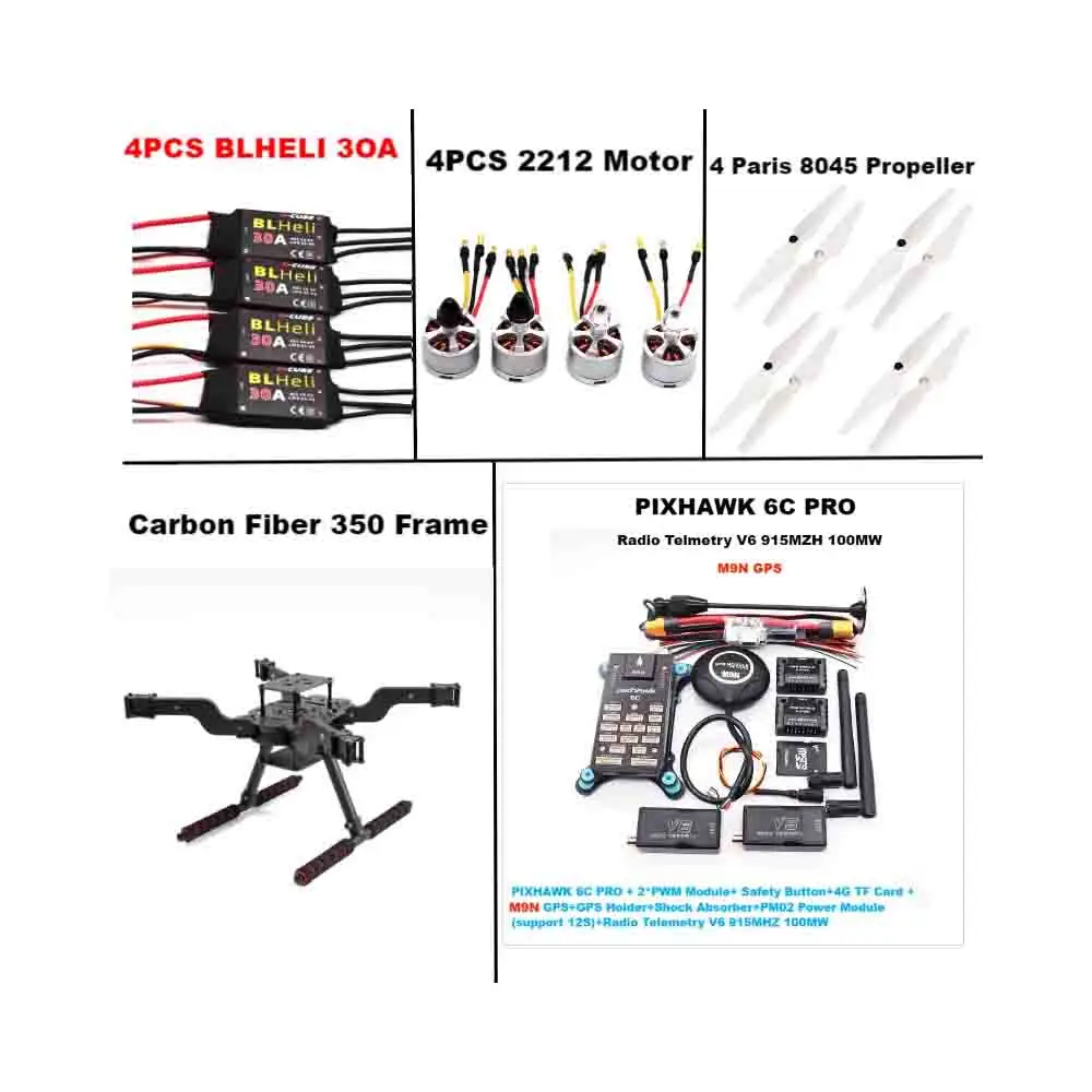 B-CUBE オープンソース新型インテリジェントドローン FLY350 PIXHAWK 6C M9Nキット Ardupilot無線クアッドコプター BLHELI 30A ESC 2212モーター RCツール