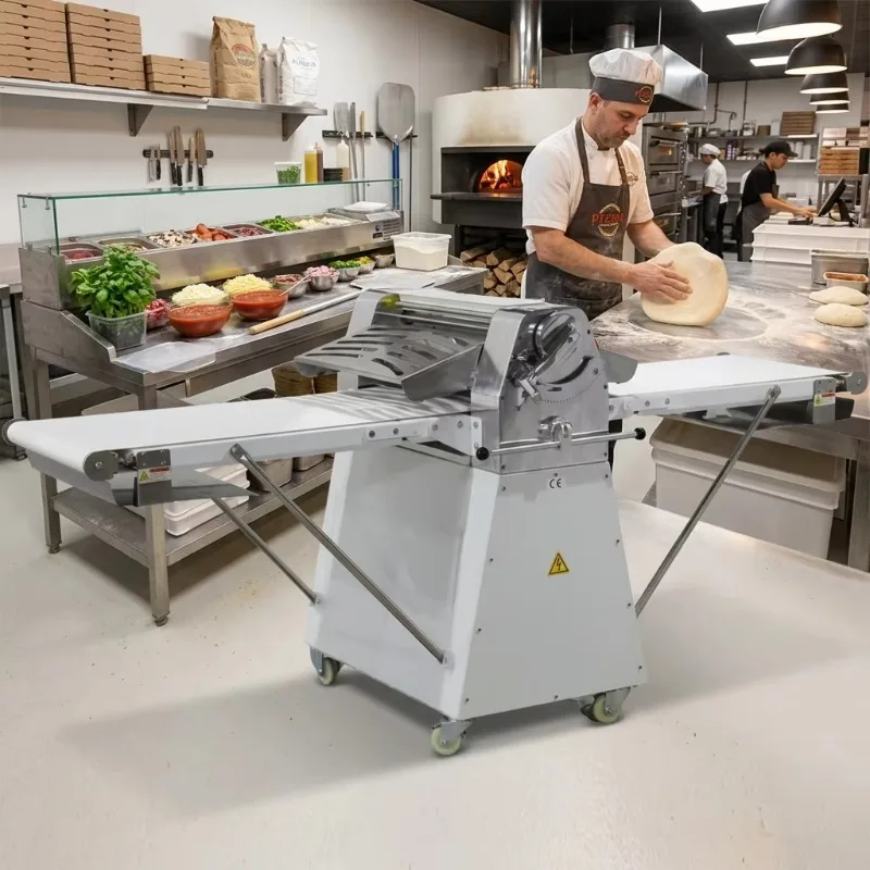 Dough Sheeter Robust Construction Stainless Floor Unit Roller Width Adjustable Bakery Tool for Noodle Making Commercial Kitchen