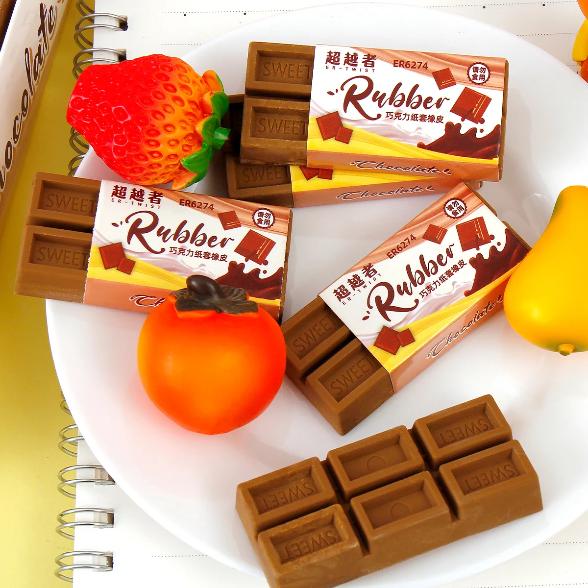 3/6 個のチョコレート型消しゴムは楽しくてリアルで、教師、クラスメート、友人へのギフトに最適です。