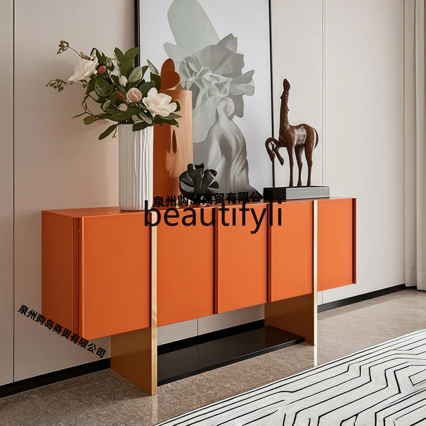 

Italian Style Lacquered Solid Wood Entryway Cabinet Modern Minimalist Tea Cabinet Wall-Mounted Storage Cabinet Customizable