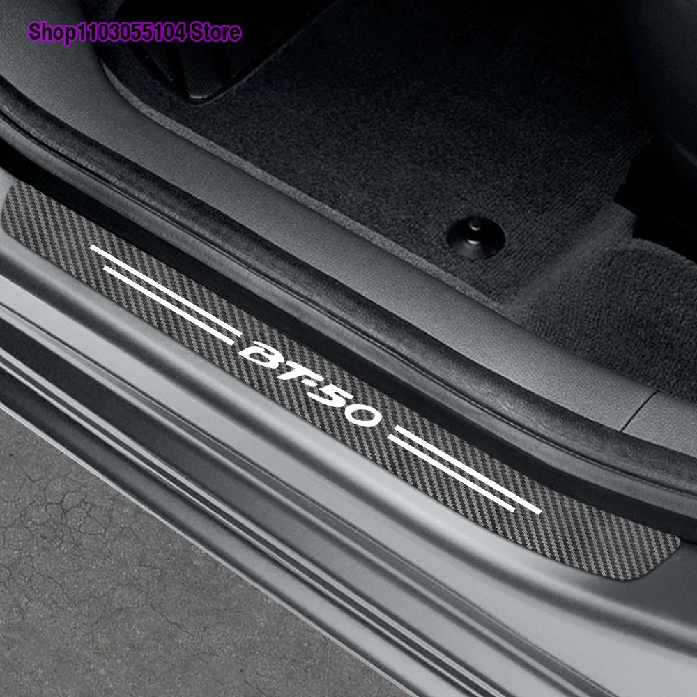 4pcs Carbon Fiber Car Door Sill Sticker For Mazda BT50 BT-50 Auto threshold Decoration