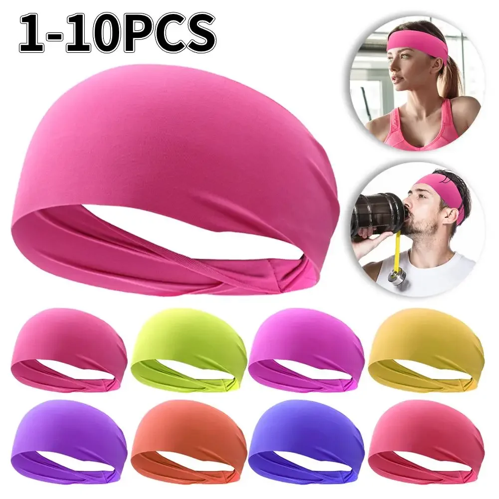 1-10pcs Ultra-Thin Sports Headband Breathable Sweatband Elastic Hair Band Sweat Absorbent Soft Headband for Outdoor Sport Yoga