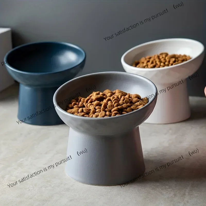 Ceramic tall pet bowl, neck comfortable support elevated food basin