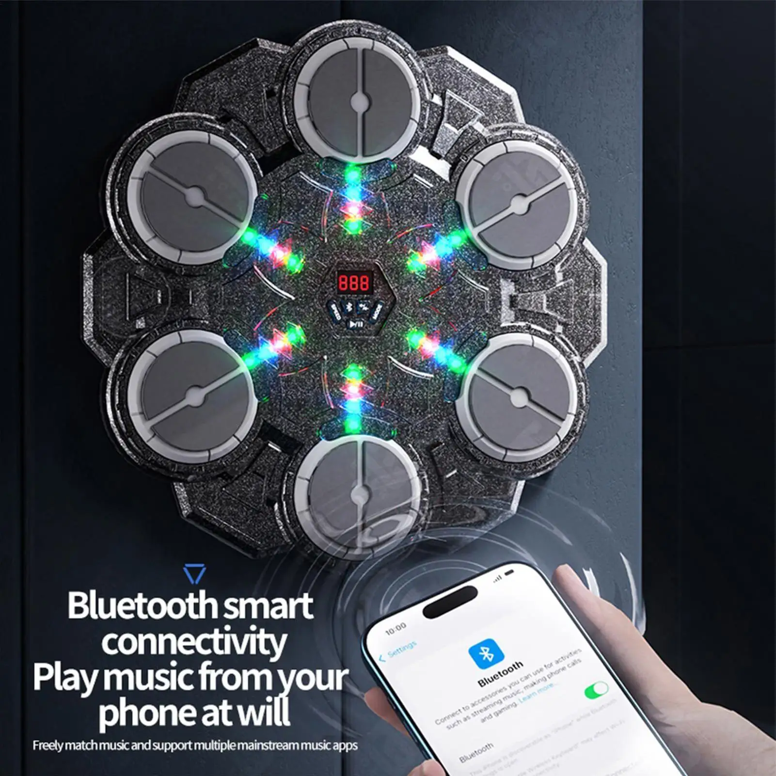 

Музыкальный боксерский тренажер, 9-скоростной настенный тренировочный тренажерный зал, боксерское оборудование со светом для взрослых, мальчиков, тренировки в тренажерном зале, упражнения