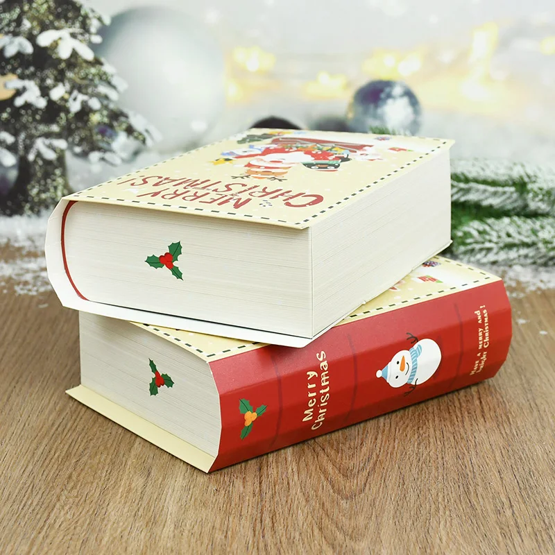 3/5pcs Merry Christmas Candy Boxes Book Shape Santa Claus Gift Packaging Box Xmas Party Decor For Home New Year Navidad Noel