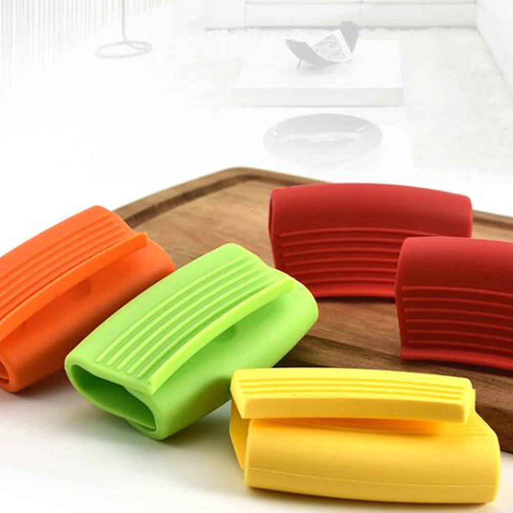 

4 Pcs Heat Resistant Silicone Pot H Covers Kitchen Mitts Gloves Plate Clips Cooking Anti Scald Devices Portable