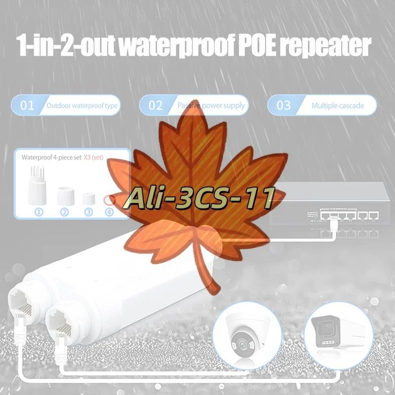 

Waterproof POE 2 Port Repeater IP66 100Mbps 1 To 2 PoE Extender With IEEE802.3af/at 48V Outdoor For POE Switch Camera