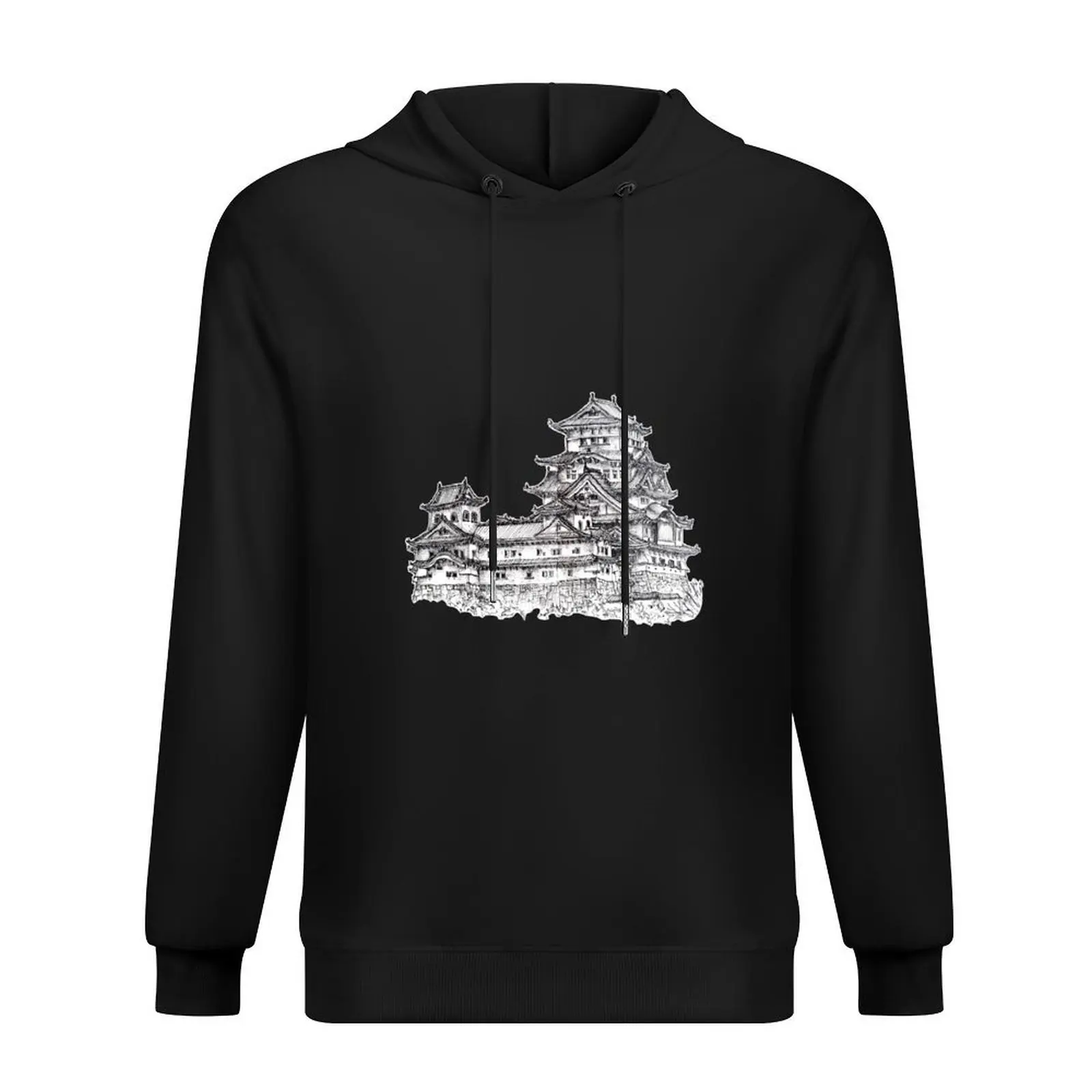 

Himeji Castle Japan Ink Artwork Illustration Hoodie men clothes japanese style blouse men hoodie