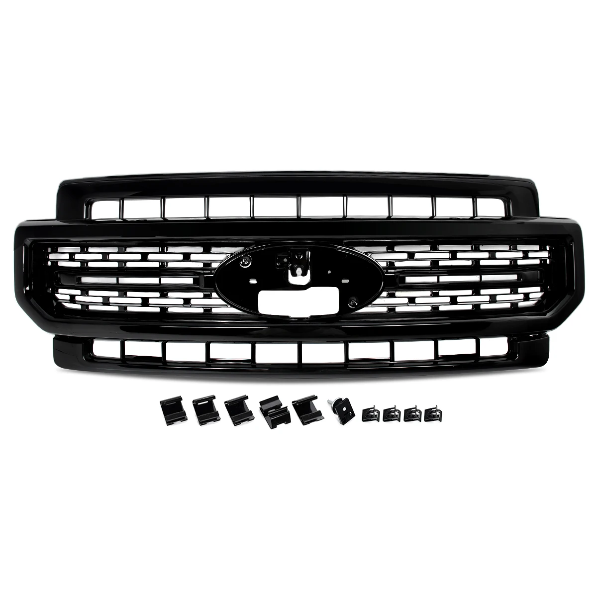 Car Front Bumper Grille Air Inlet Mask Grill For 2020-2023 Ford F250 F350 Lariat Super Duty Modified Grill Body Kit Glossy Black