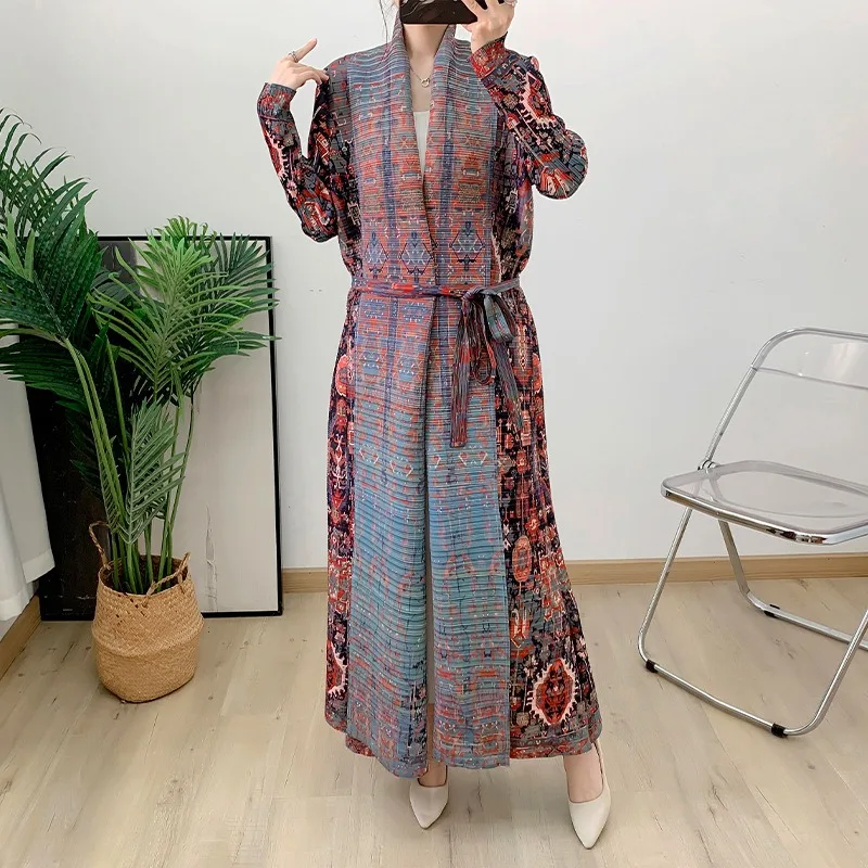 

abaya Mosong Fashion Miyake Pleated 2024 Autumn/Winter Gown Gown Pressed lace-up dress women's abaya