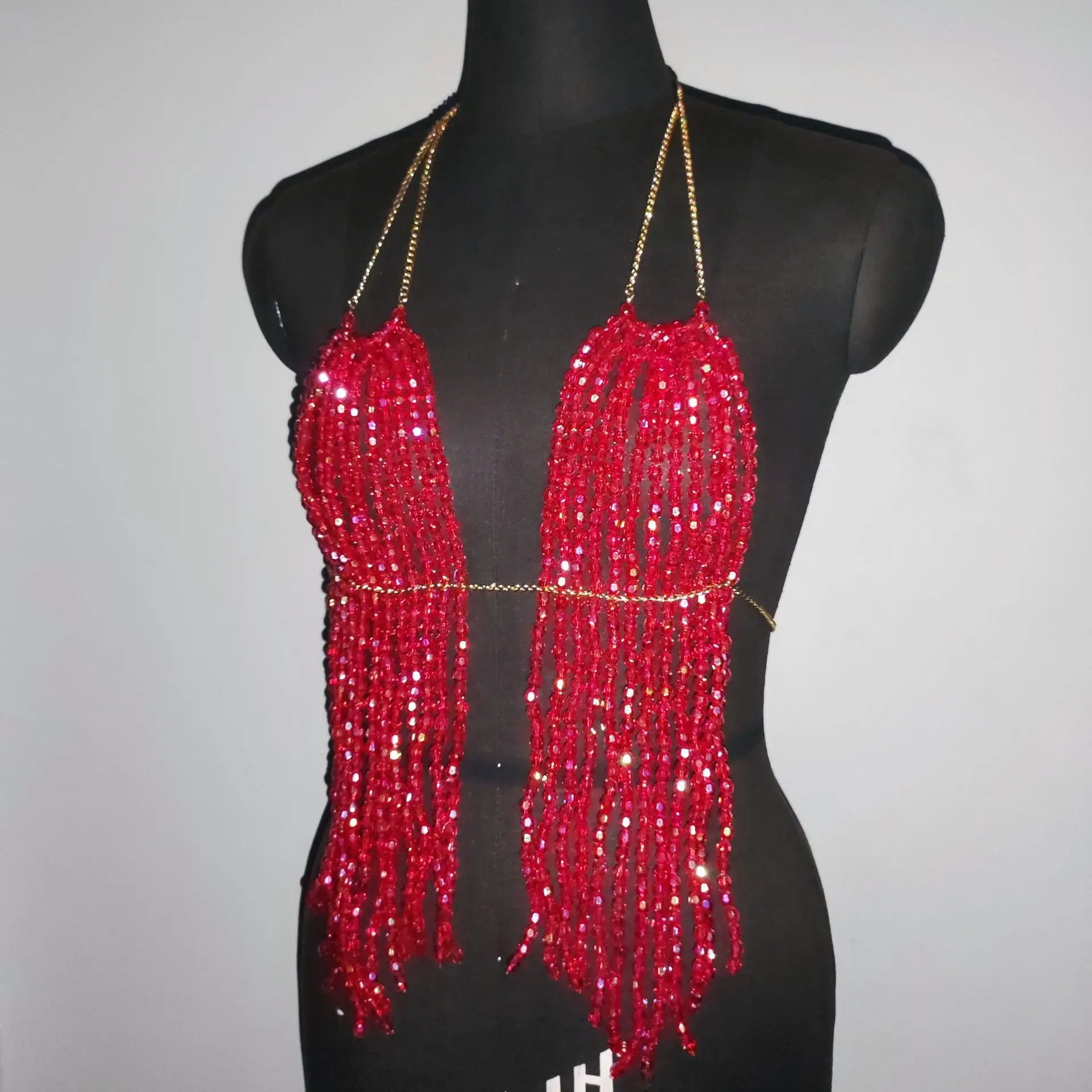 European And American Hip-Hop Punk Sequin Vest, Yacht Beach Vacation Accessories, Electronic Syllable Party Bikini Top