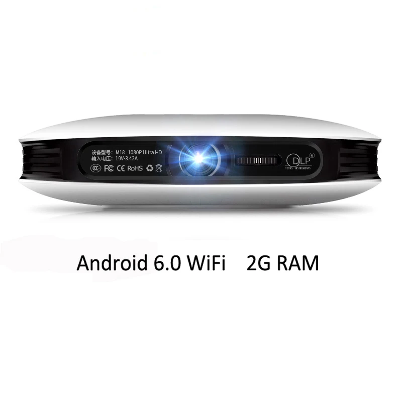 M18 Mini inteligentny projektor prawdziwy 3D 12000mAh bateria Android6.0 DLP HD 1080P projektor domowy obsługa Miracast Airplay AC3