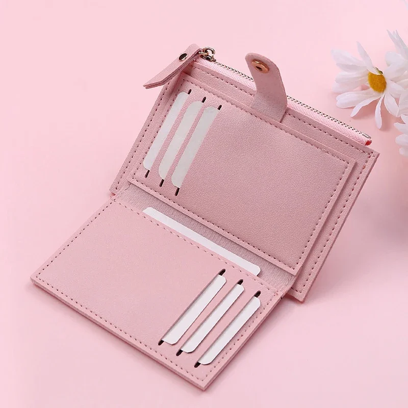 Credit Card Holder Purses for Women Cardholder Wallet Simple Slim PU Leather Women's Wallets with Zip Coin Pocket Lady Money Bag